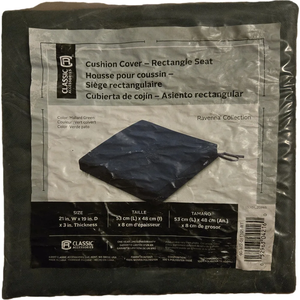 Classic Accessories Ravenna Patio Seat Cushion Cover Mallard Green 21x19x3 Trad